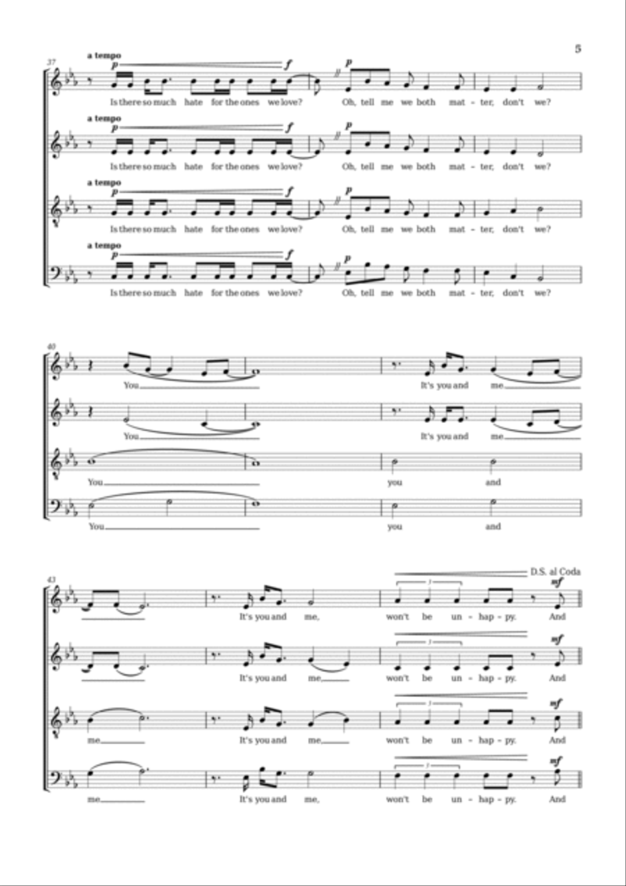 Running Up That Hill 4-Part scores gallery preview page 5