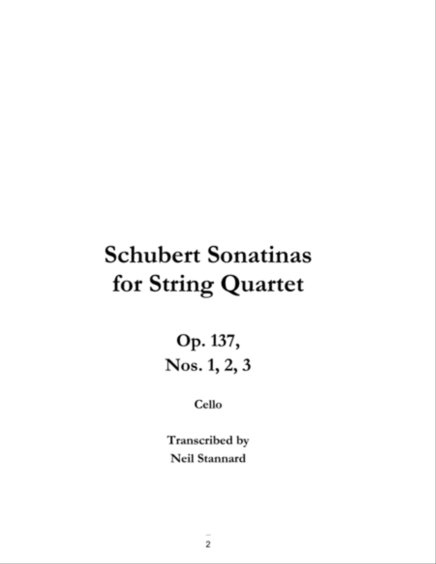 Schubert Sonatinas Op.137 for String Quartet CELLO String Quartet scores gallery preview page 3