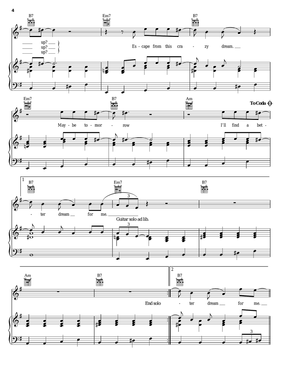 Crazy Dream Crazy Dream Piano, Vocal, Guitar scores gallery preview page 4