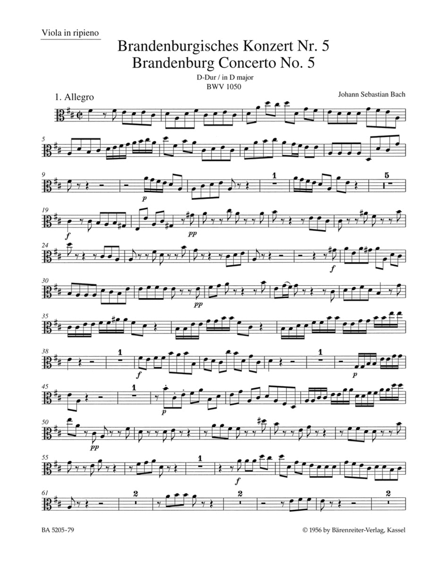 Brandenburgisches Konzert Nr. 5 und Konzert Nr. 5 "Fruhfassung" D major BWV 1050, BWV 1050a