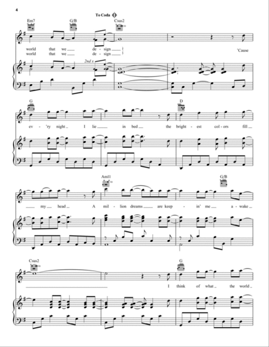 A Million Dreams (From The Greatest Showman) Piano, Vocal, Guitar scores gallery preview page 4