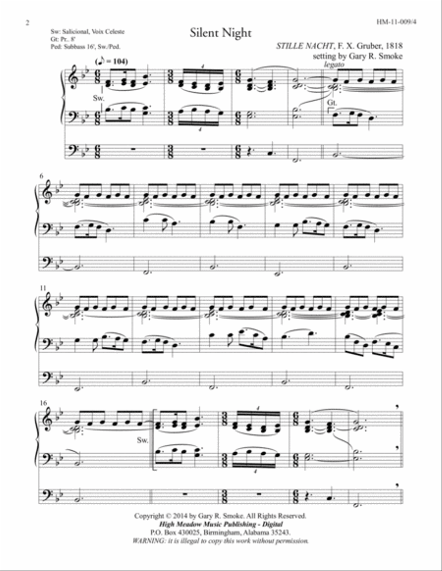 Silent Night Organ Solo scores gallery preview page 2
