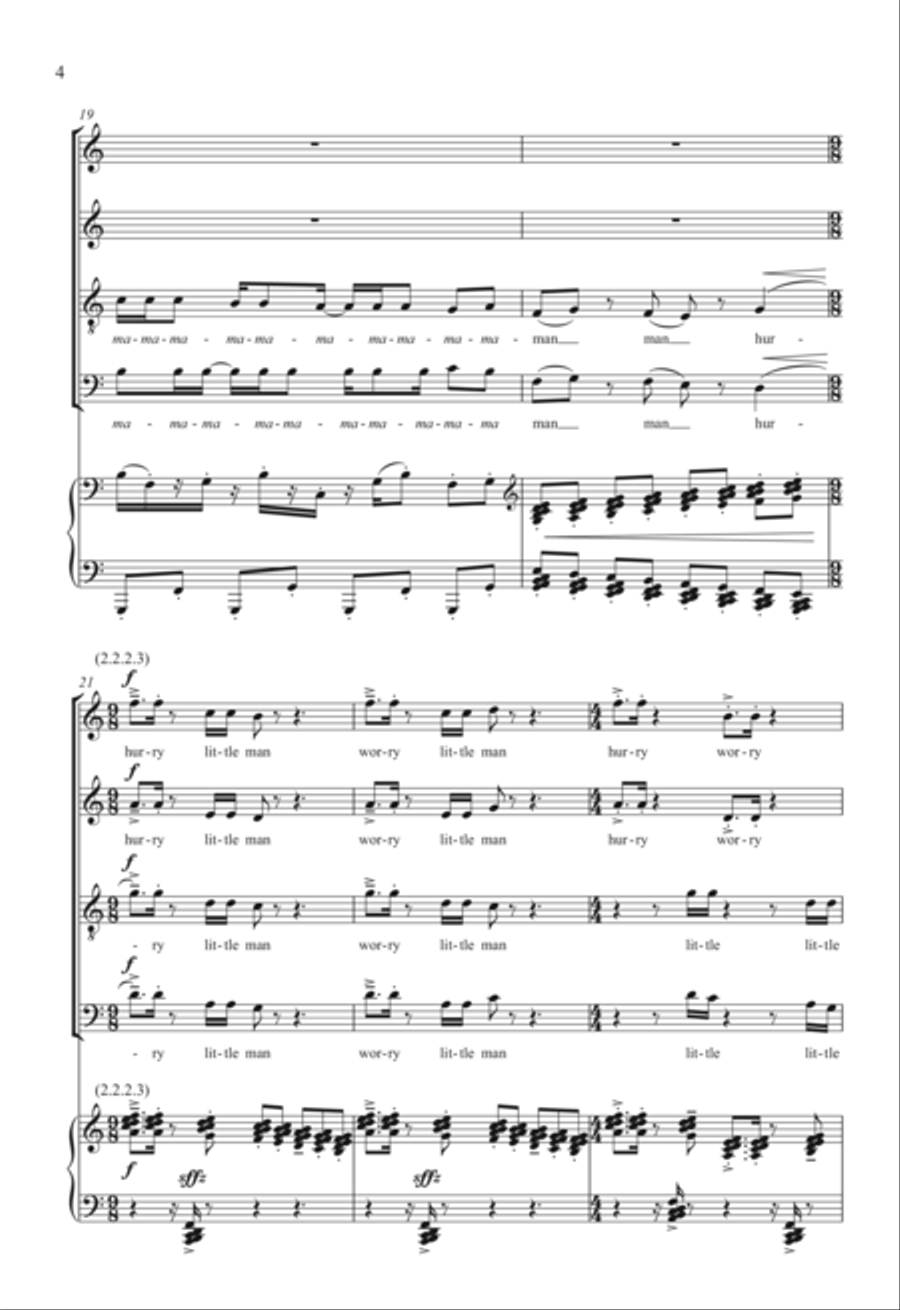 Little Man In A Hurry (From 'The City And The Sea') 4-Part scores gallery preview page 4