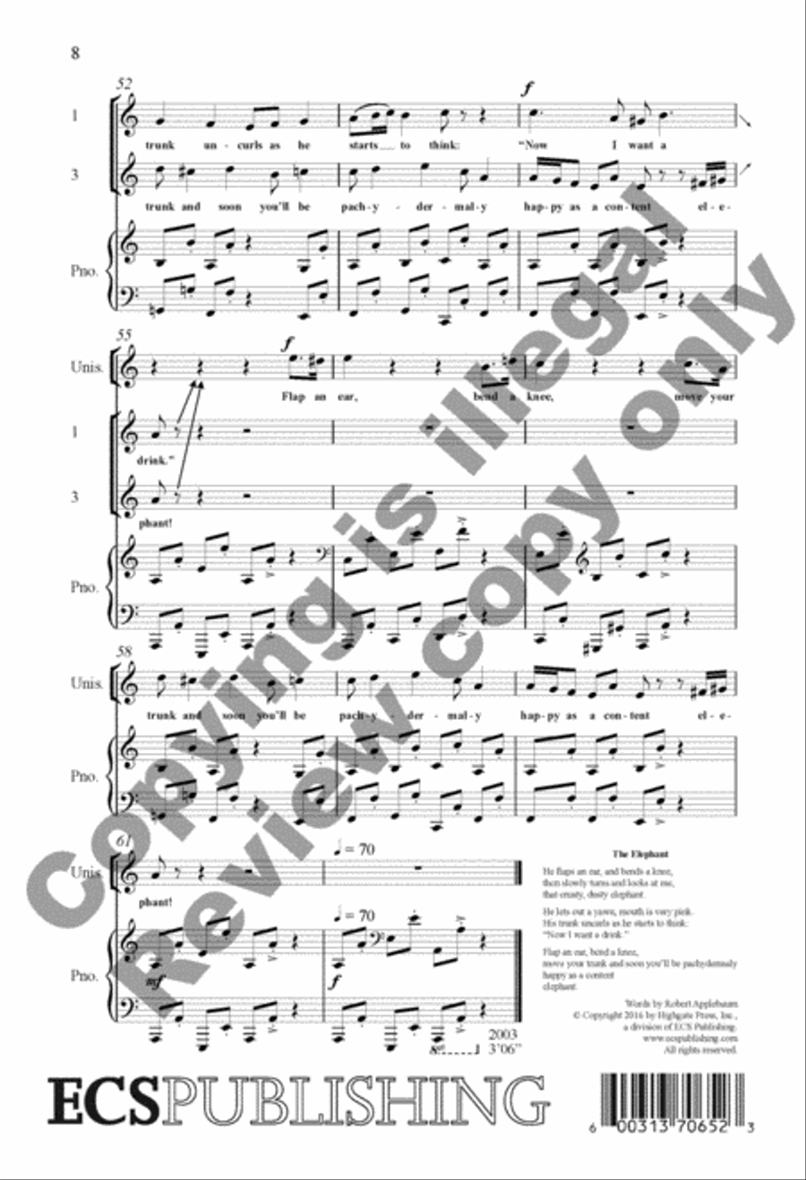 A Trip to the Zoo: 2. The Elephant 3-Part scores gallery preview page 8