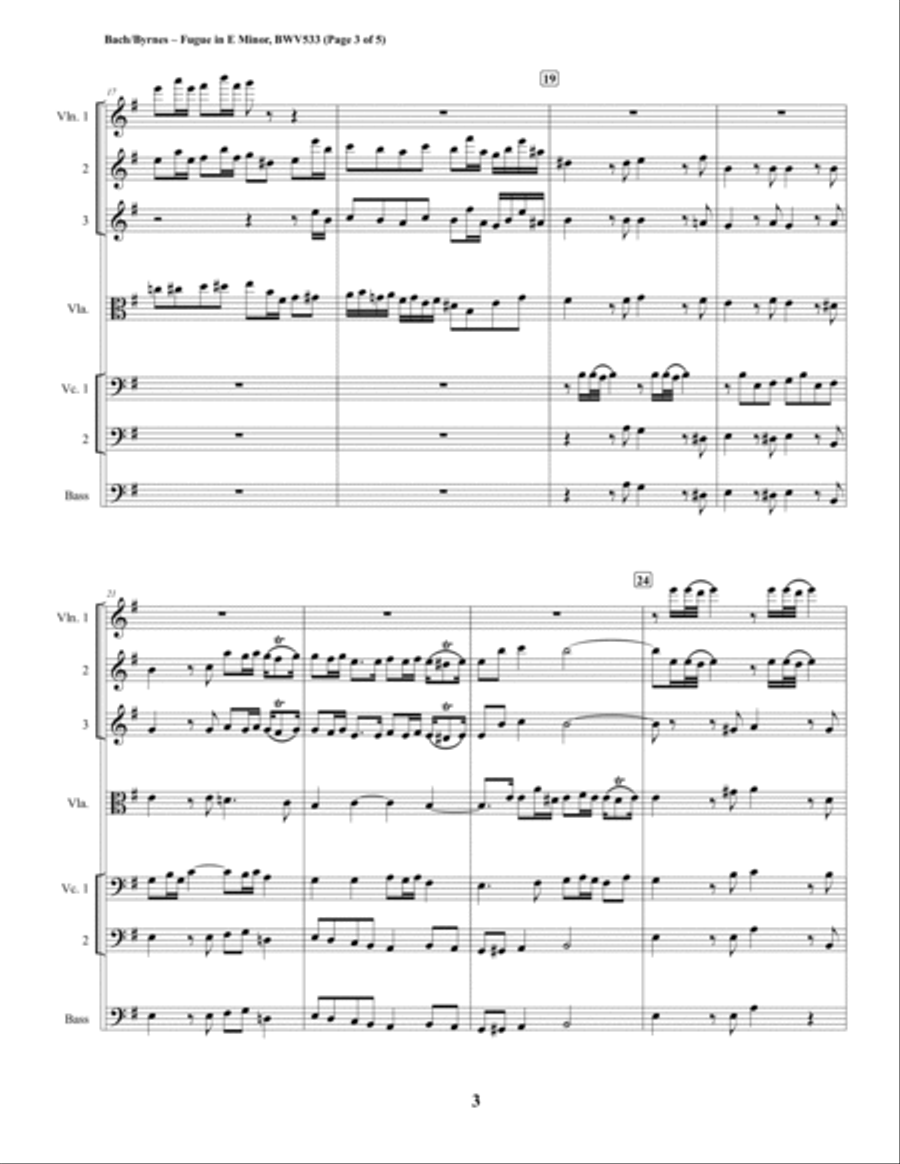 Fugue in E Minor, BWV 533 (String Orchestra) String Orchestra scores gallery preview page 3