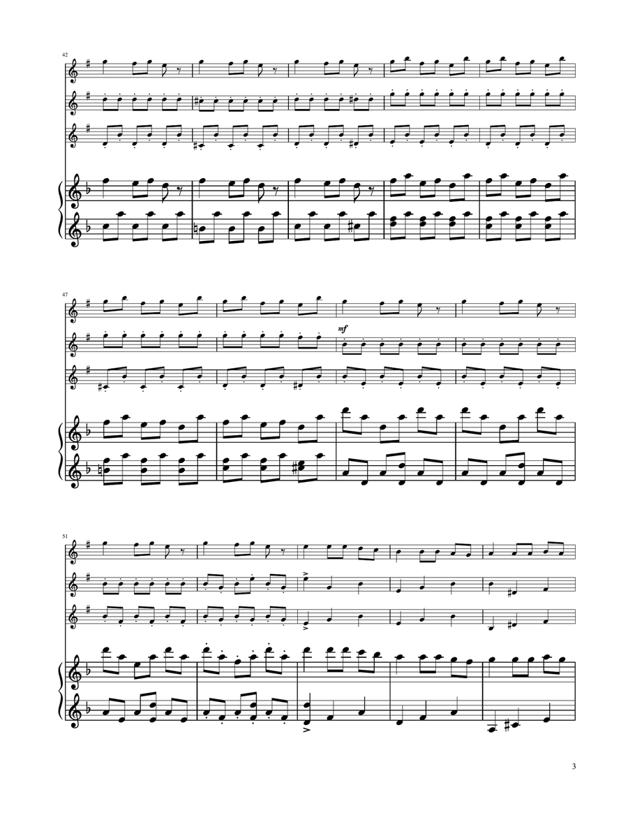 Carol of the Bells - Clarinet Trio Clarinet Trio scores gallery preview page 3