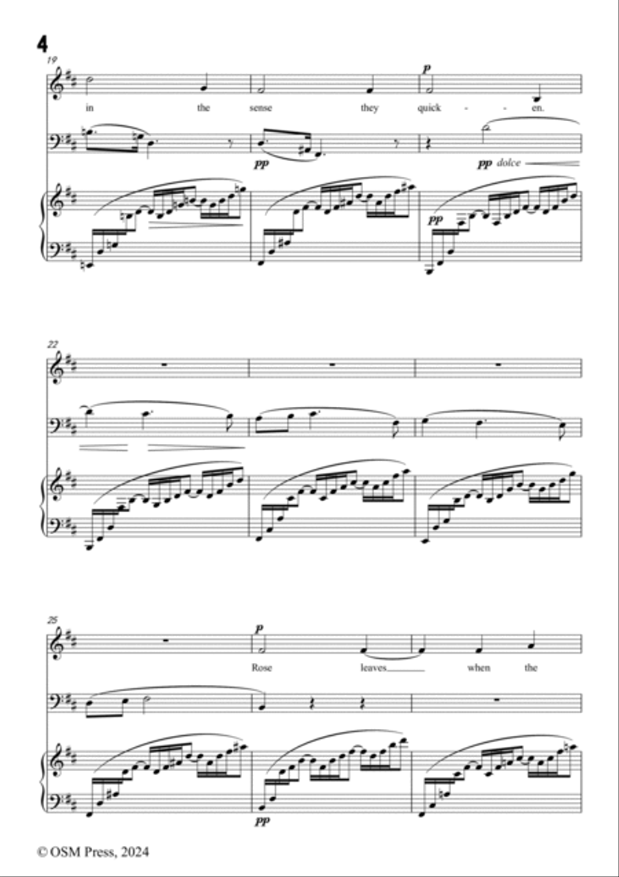 Frank Bridge-Music when soft voices die,in D Major,for Voice,Cello and Piano Small Ensemble scores gallery preview page 4