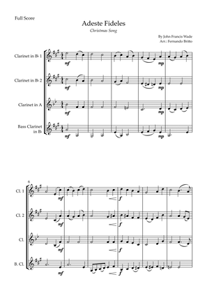 Adeste Fideles (Christmas Song) for Clarinet Quartet