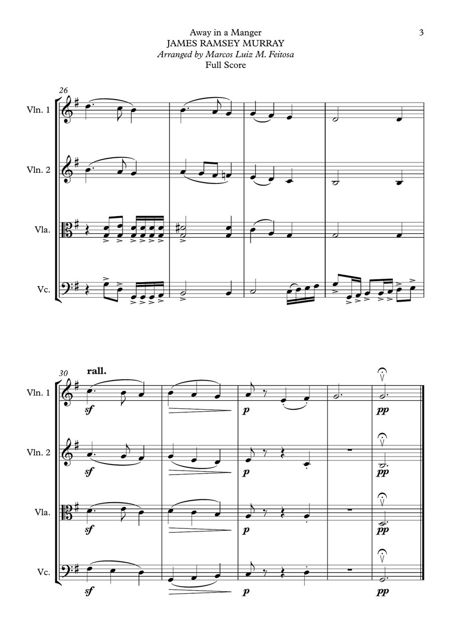 Away in a Manger - String Quartet String Quartet scores gallery preview page 5