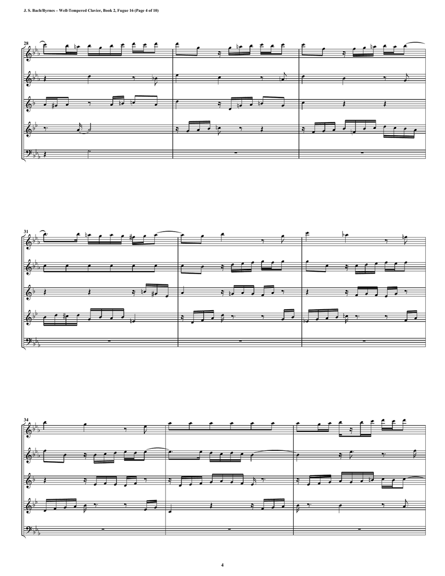 Fugue 16 from Well-Tempered Clavier, Book 2 (Woodwind Quintet) Woodwind Quintet scores gallery preview page 4
