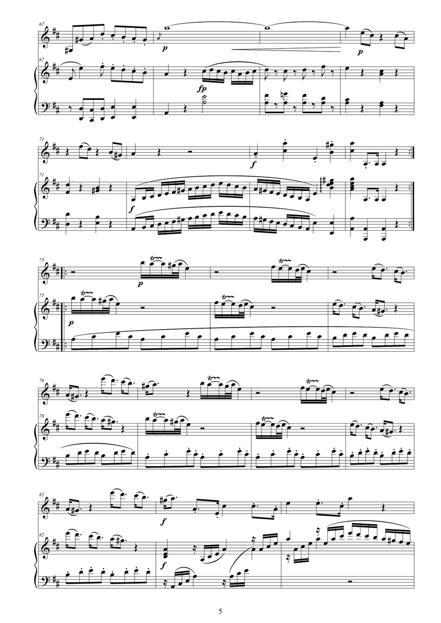 Mozart - Violin Sonata No.23 in D major K 306 for Violin and Piano - Score and Part Violin Solo scores gallery preview page 5
