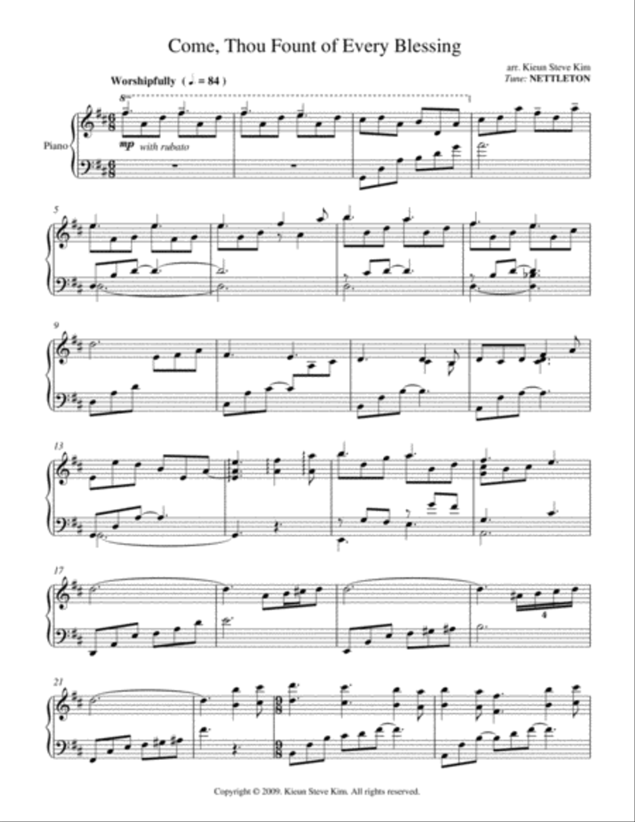 Come Thou Fount Piano Solo scores gallery preview page 1