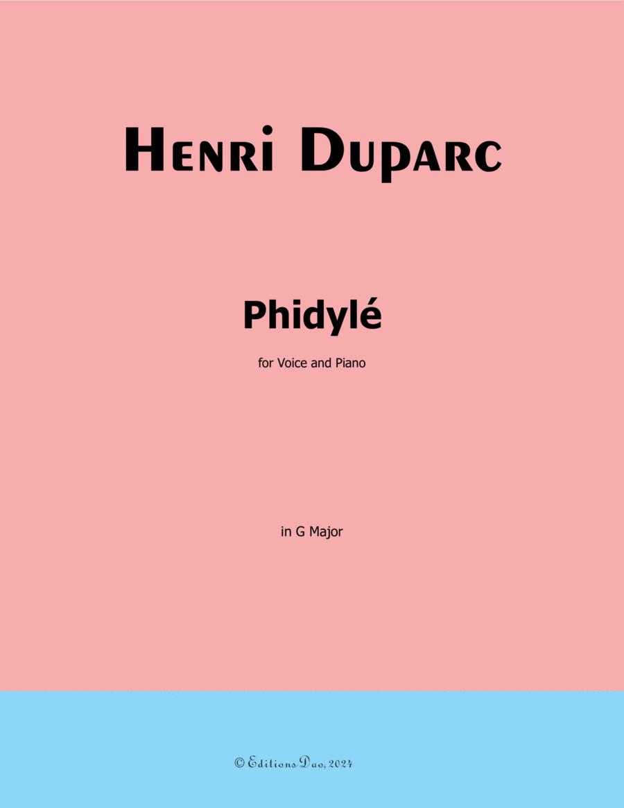 Phidylé, by Henri Duparc, in G Major Voice scores gallery preview page 1