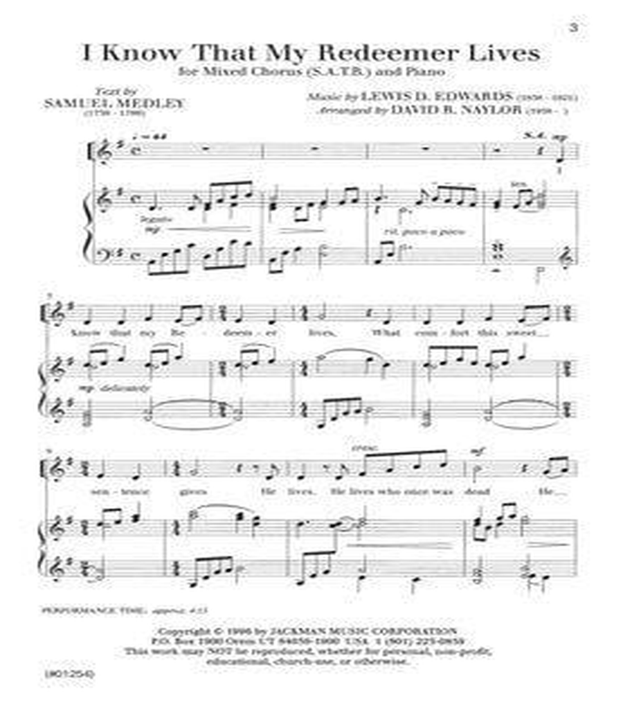 I Know That My Redeemer Lives - SATB - Naylor 4-Part scores gallery preview page 2