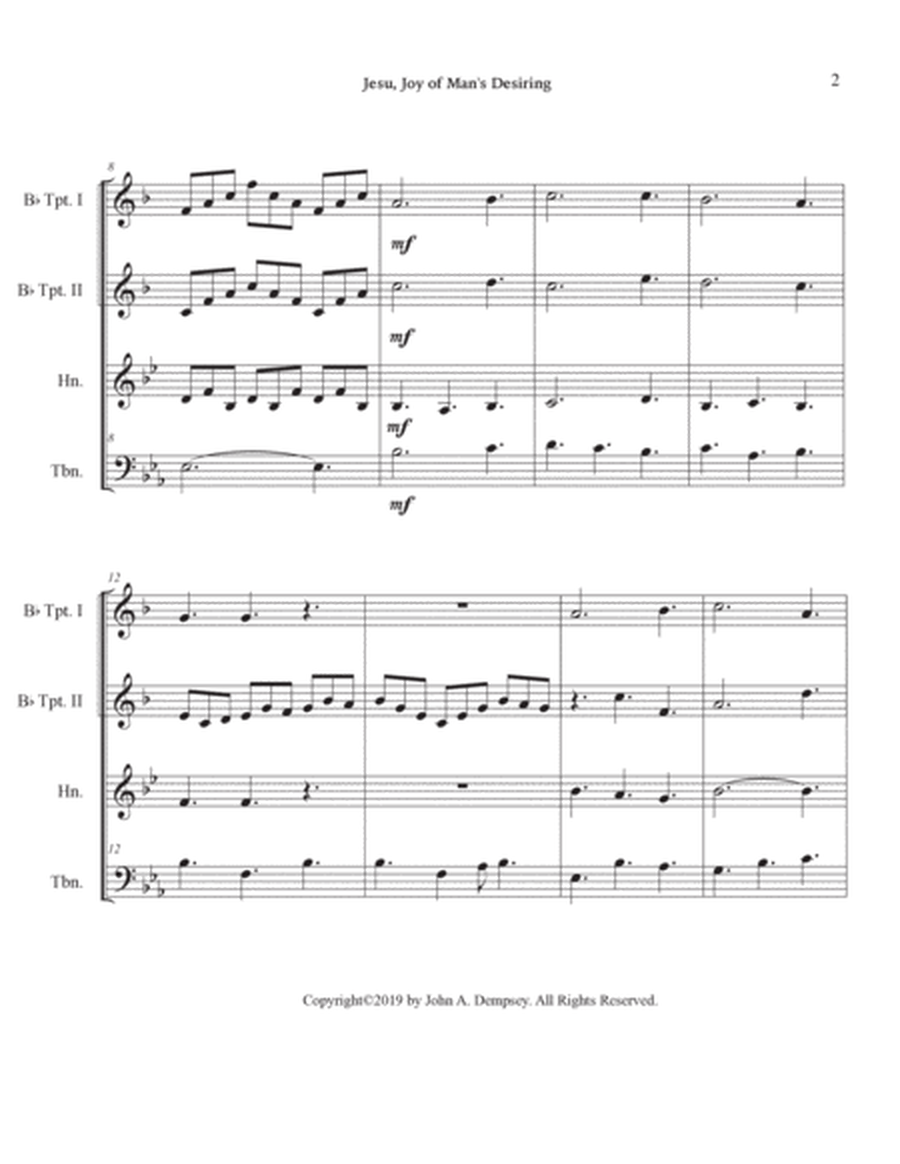 Jesu, Joy of Man's Desiring (Brass Quartet): Two Trumpets, Horn in F and Trombone image number null