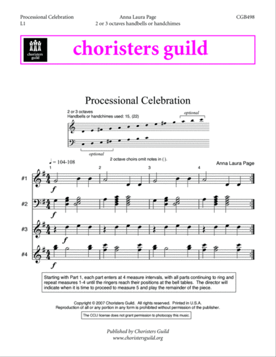 Processional Celebration Handbell Choir scores gallery preview page 2