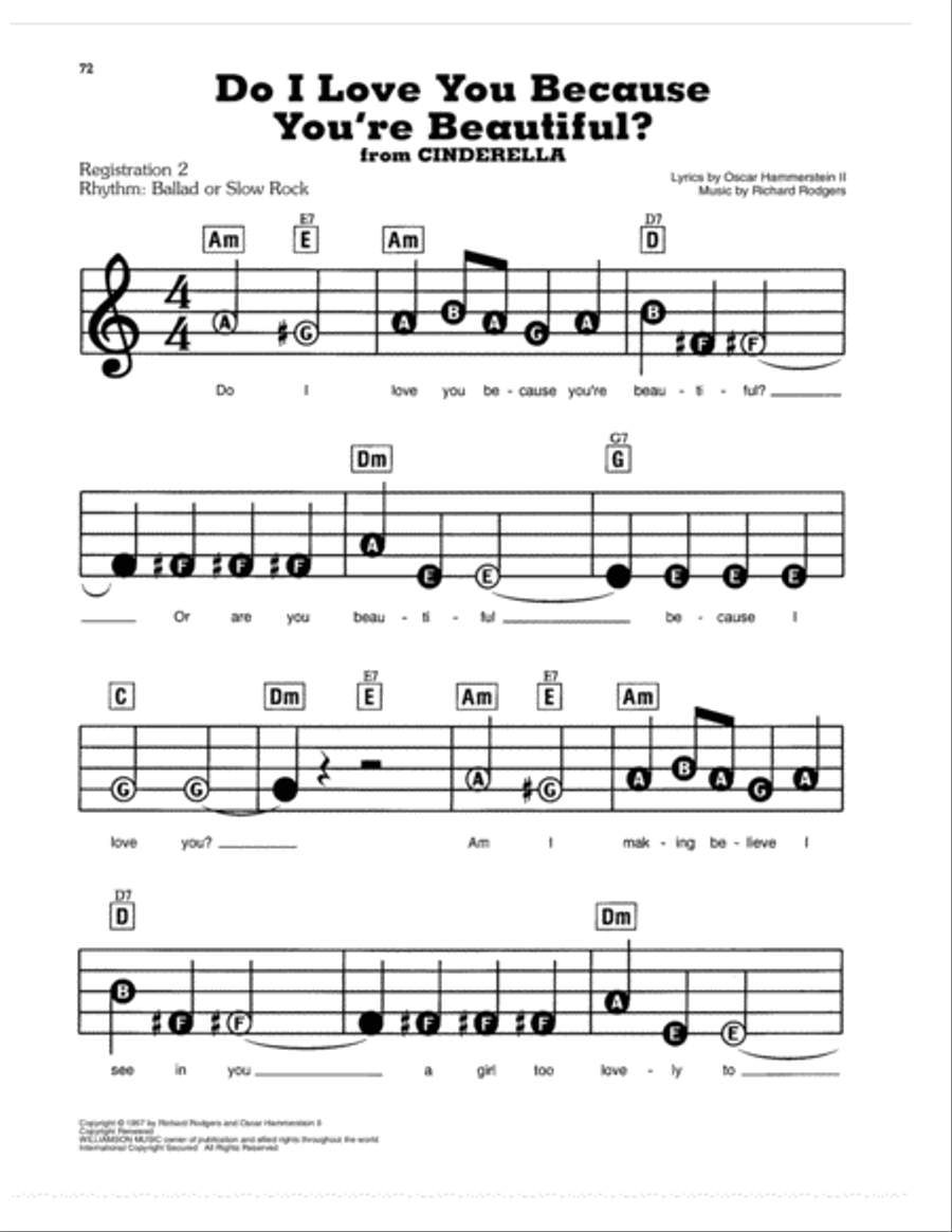 Do I Love You Because You're Beautiful? (from Cinderella) Electronic Keyboard scores gallery preview page 1
