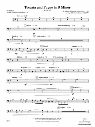 Toccata and Fugue in D Minor: (wp) 3rd B-flat Trombone B.C.