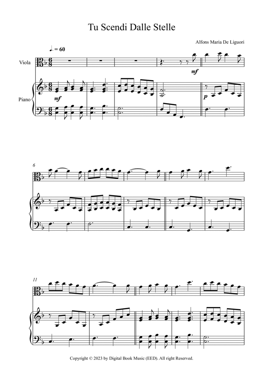 Tu Scendi Dalle Stelle - Alfons Maria De Liguori (Viola + Piano) image number null
