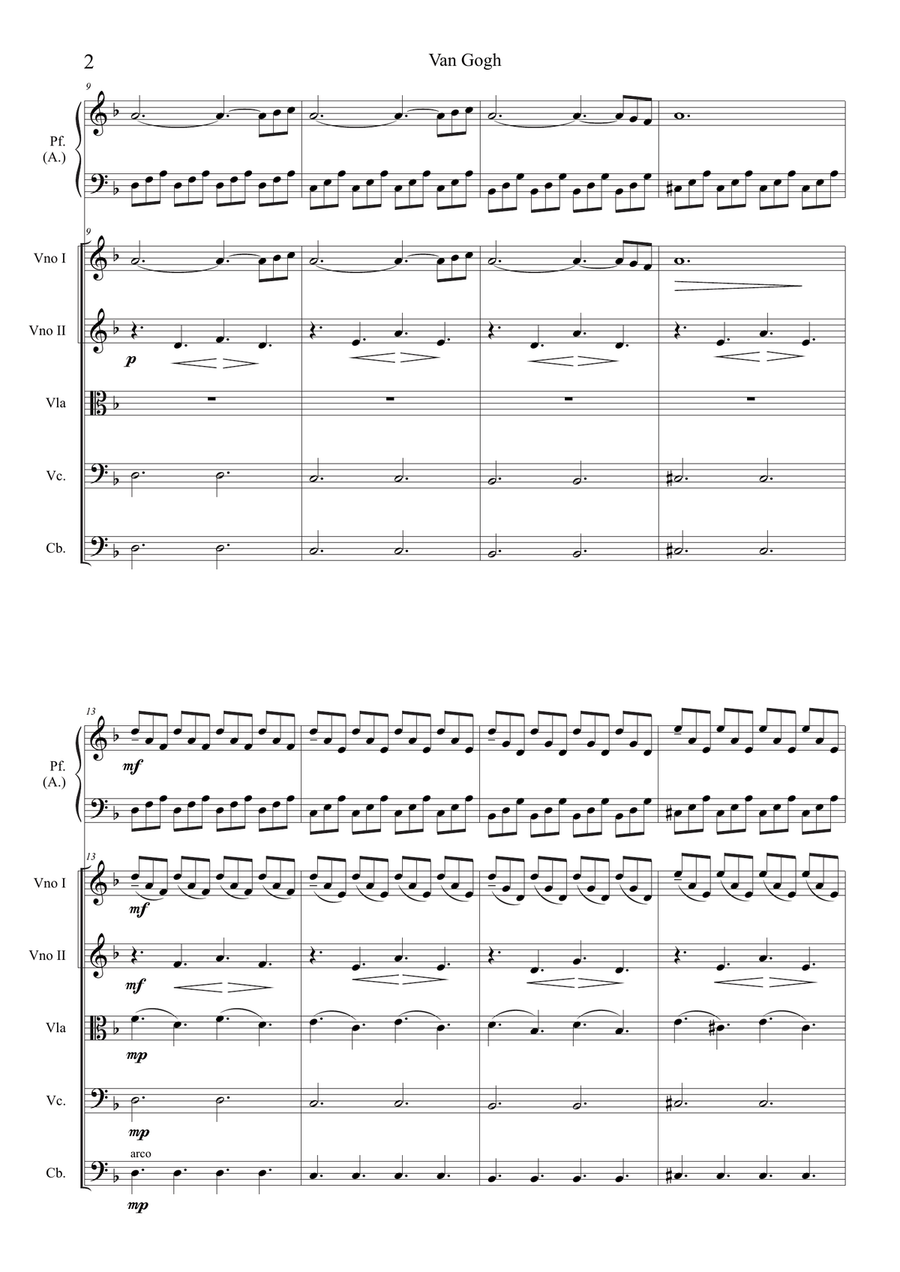 Van Gogh (Piano & String Orchestra) Chamber Music scores gallery preview page 2