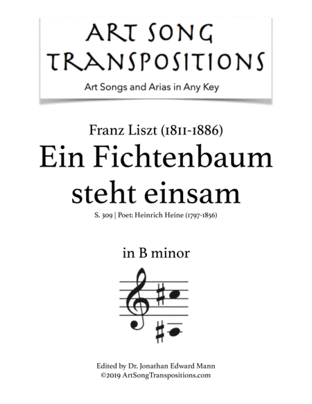 LISZT: Ein Fichtenbaum steht einsam, S. 309 (transposed to B minor)