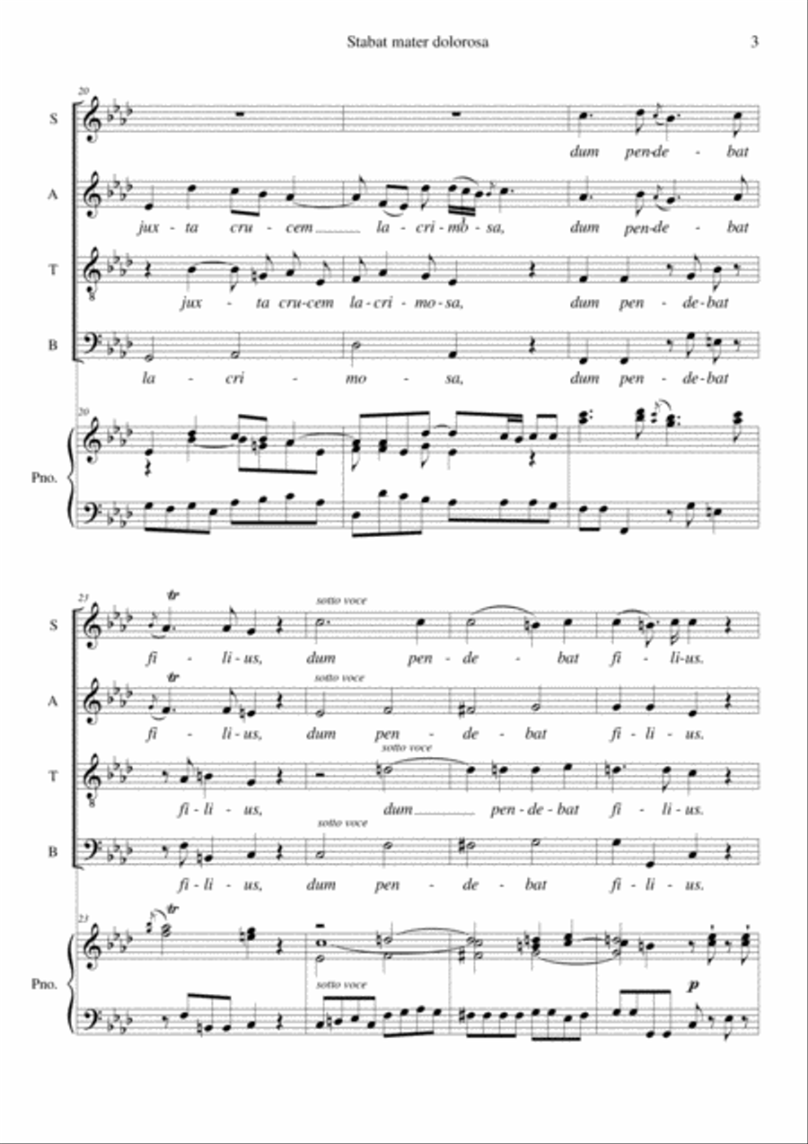 Pergolesi Stabat Mater arrangement of the first movement for SATB choir and piano (or organ) 4-Part scores gallery preview page 3