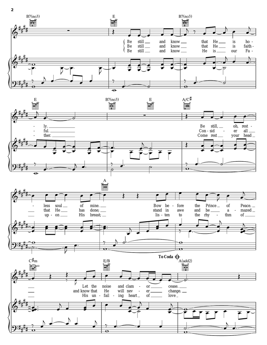 Be Still And Know Piano, Vocal, Guitar scores gallery preview page 2