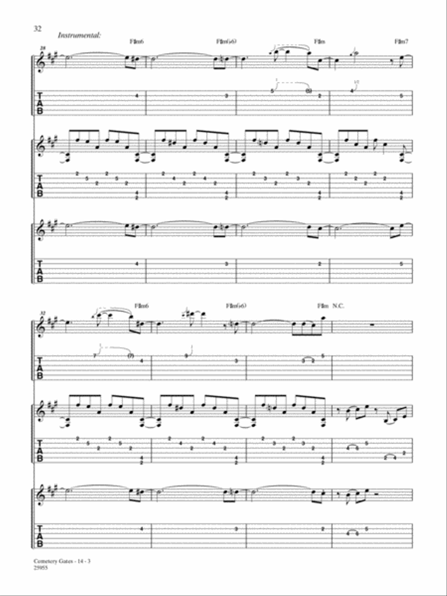 Cemetery Gates Guitar Tablature scores gallery preview page 3
