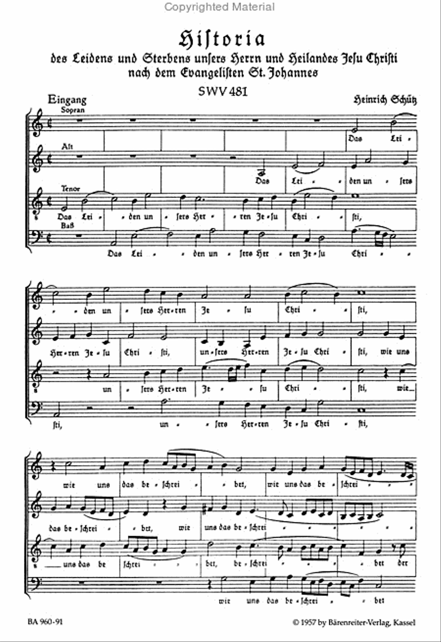 Johannes-Passion SWV 481 4-Part scores gallery preview page 2