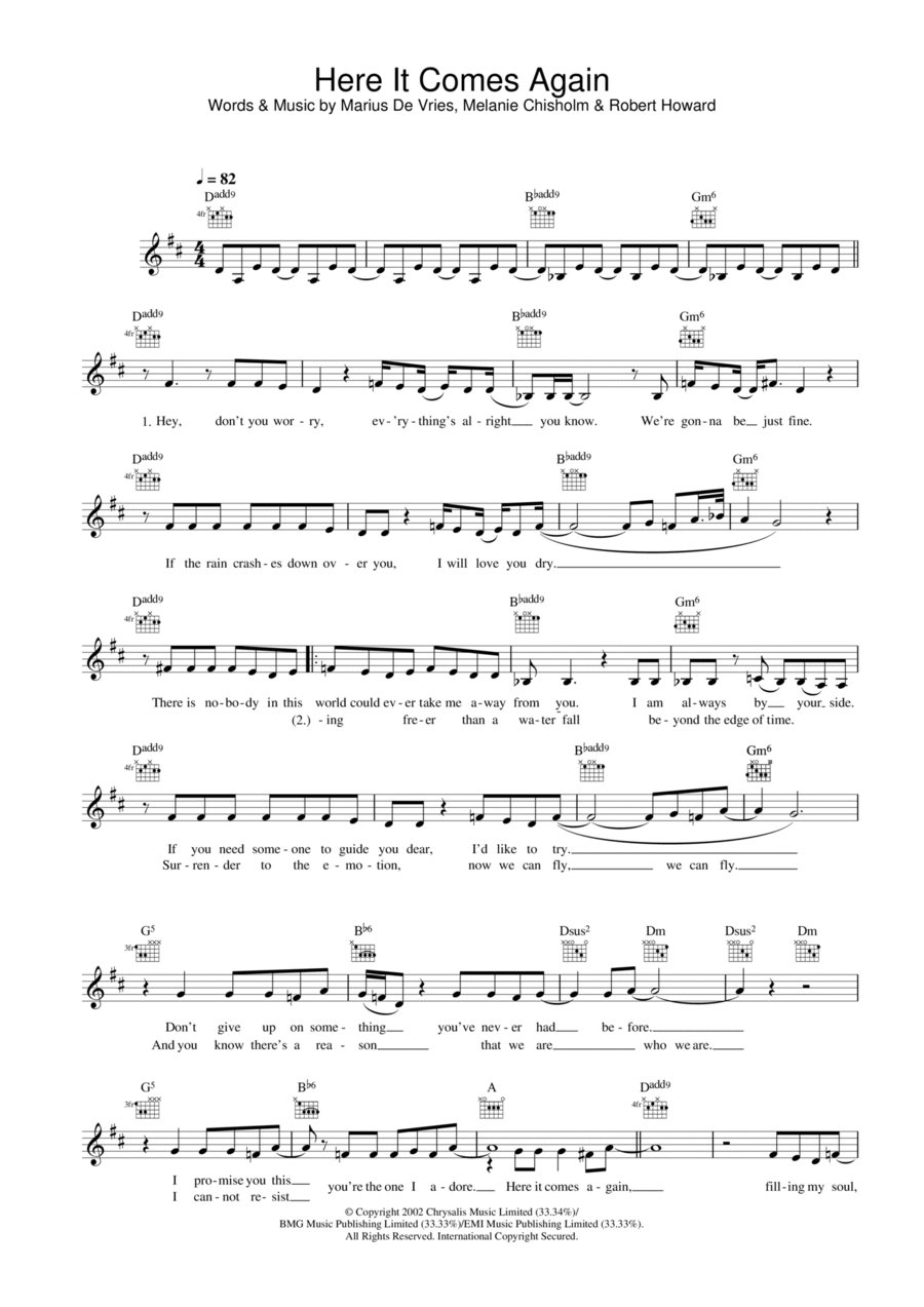 Here It Comes Again Piano scores gallery preview page 1