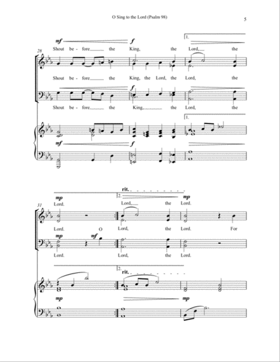 Choral - O Sing to the Lord (Psalm 98) 4-Part scores gallery preview page 6