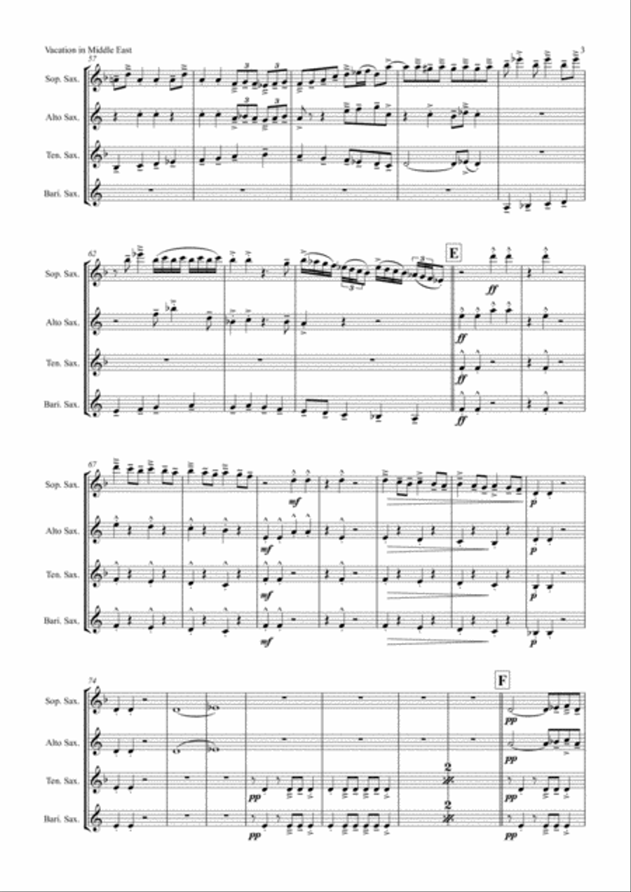 My Family 1 - Vacation In Middle East Saxophone Quartet scores gallery preview page 3
