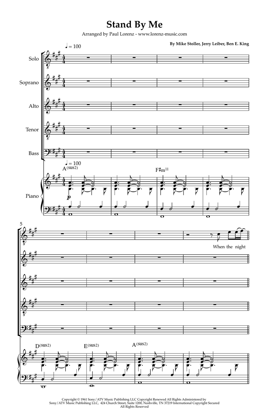 Stand By Me 4-Part scores gallery preview page 1