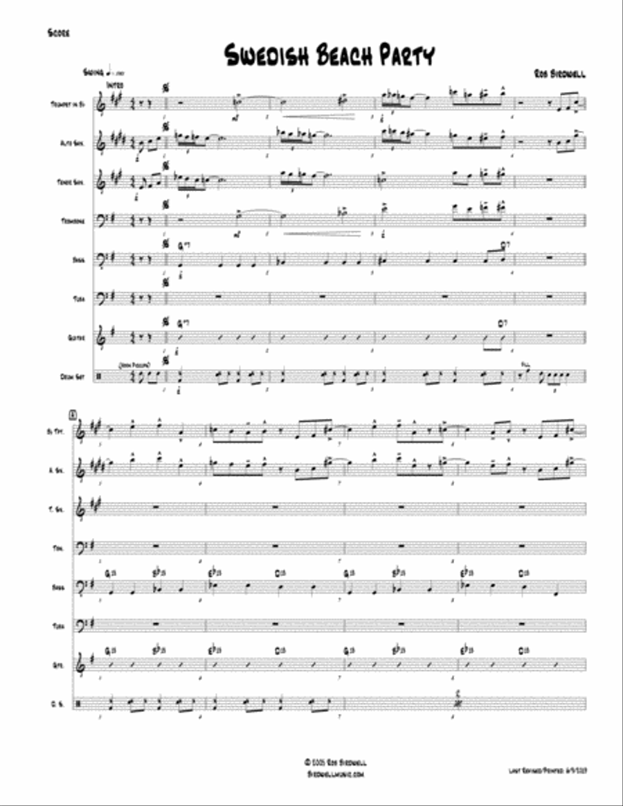Swedish Beach Party (septet version / Blowholes) Jazz Ensemble scores gallery preview page 1