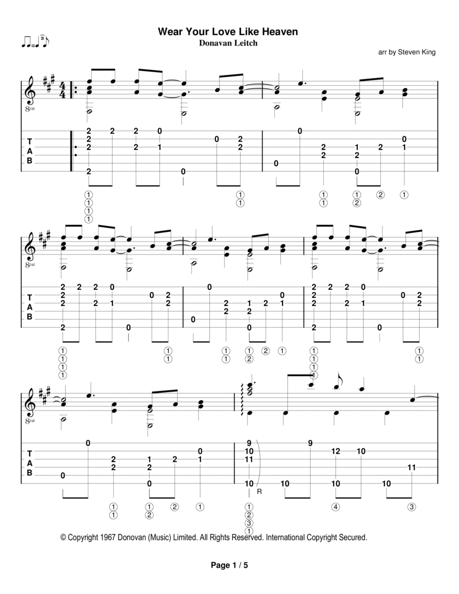 Wear Your Love Like Heaven Electric Guitar scores gallery preview page 1