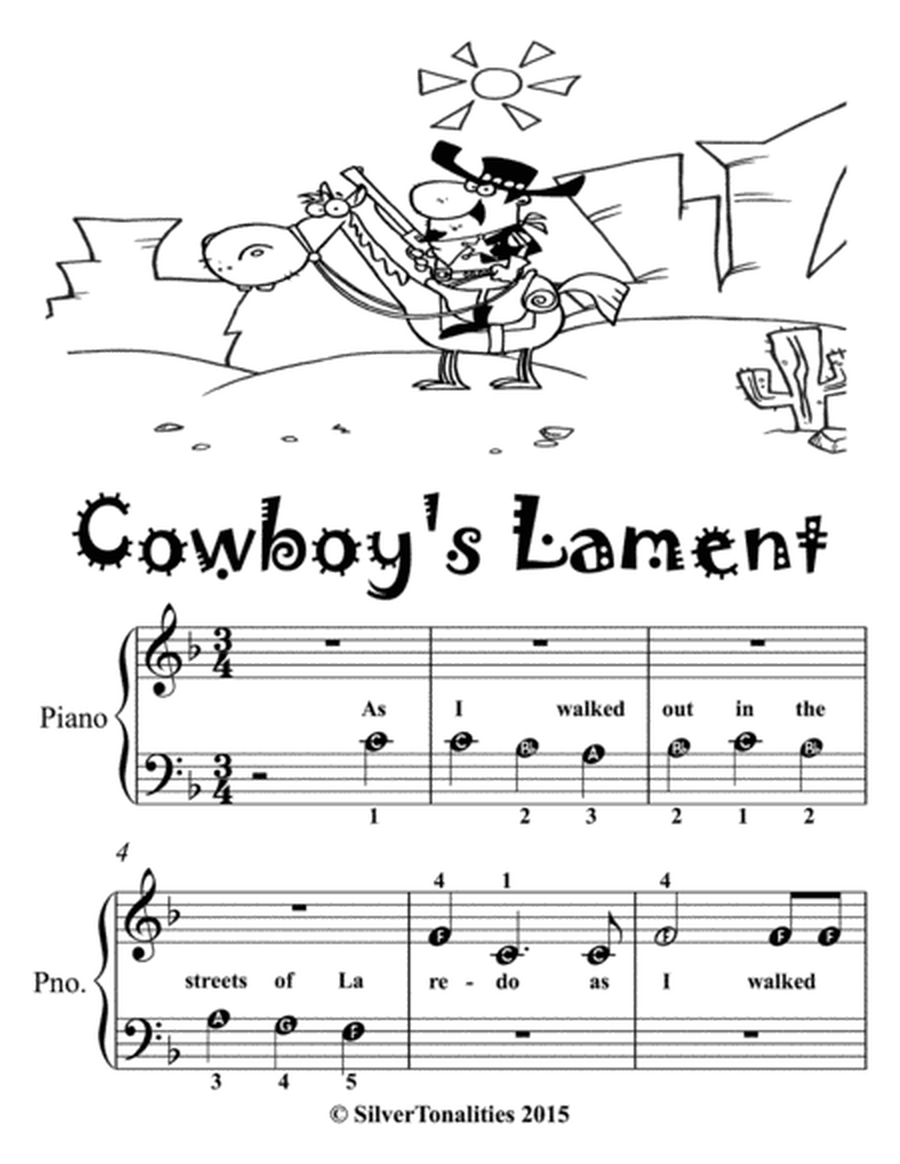 Cowboy's Lament Beginner Piano Sheet Music