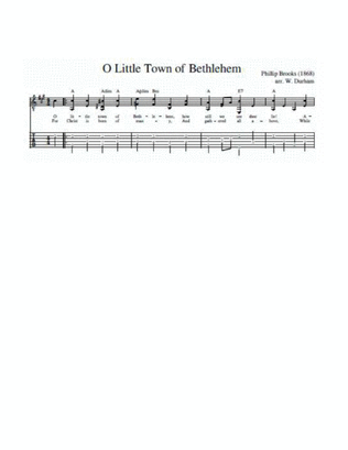 O Little Town of Bethlehem for easy fingerstyle guitar - tab/notation/lyrics