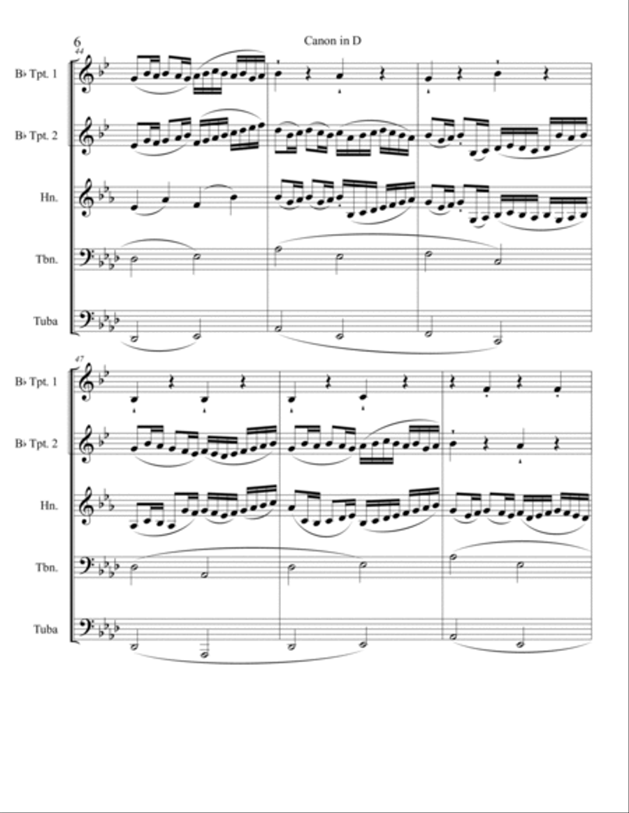 Canon in D (Brass Quintet) Brass Quintet scores gallery preview page 6