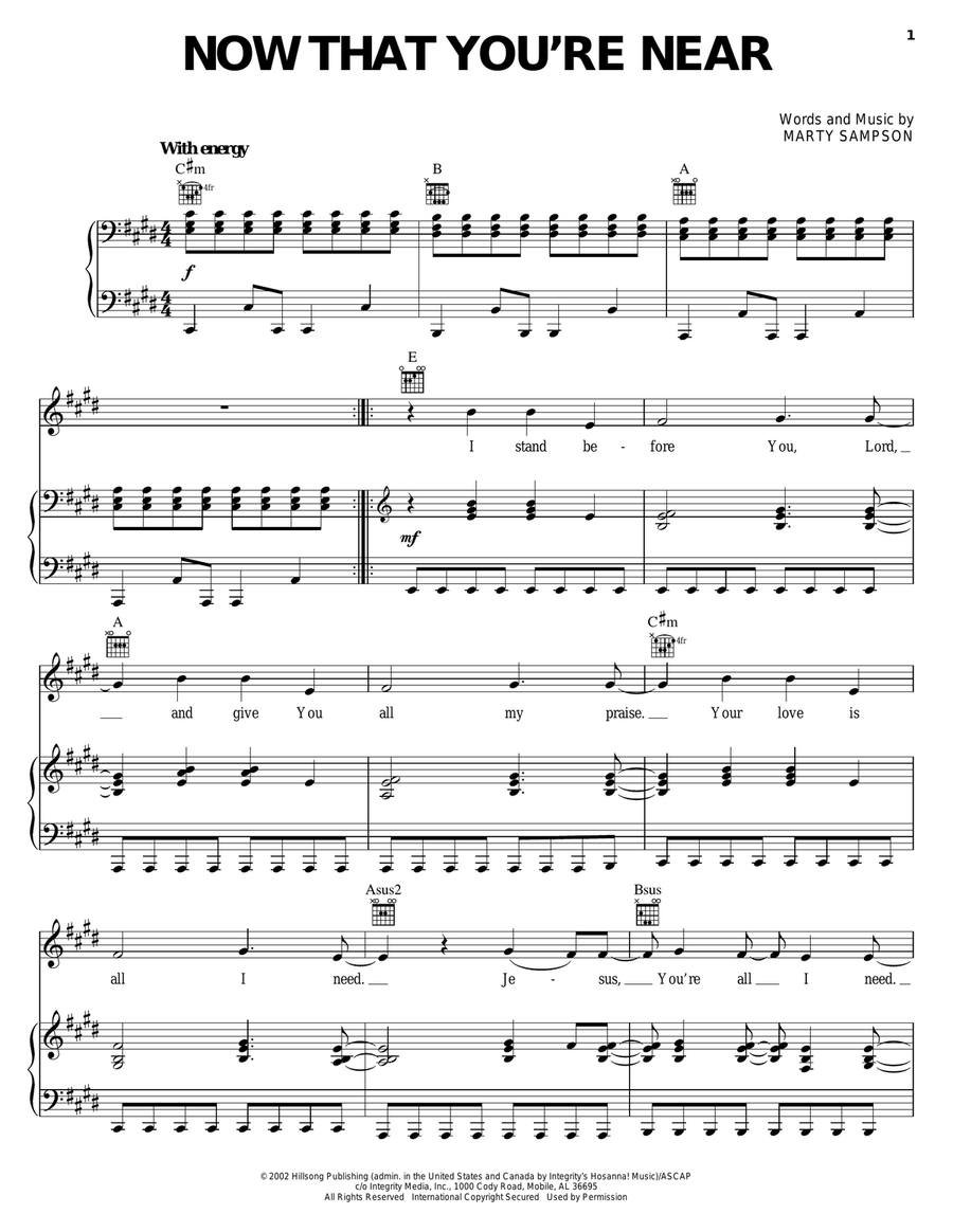 Now That You're Near Piano, Vocal, Guitar scores gallery preview page 1
