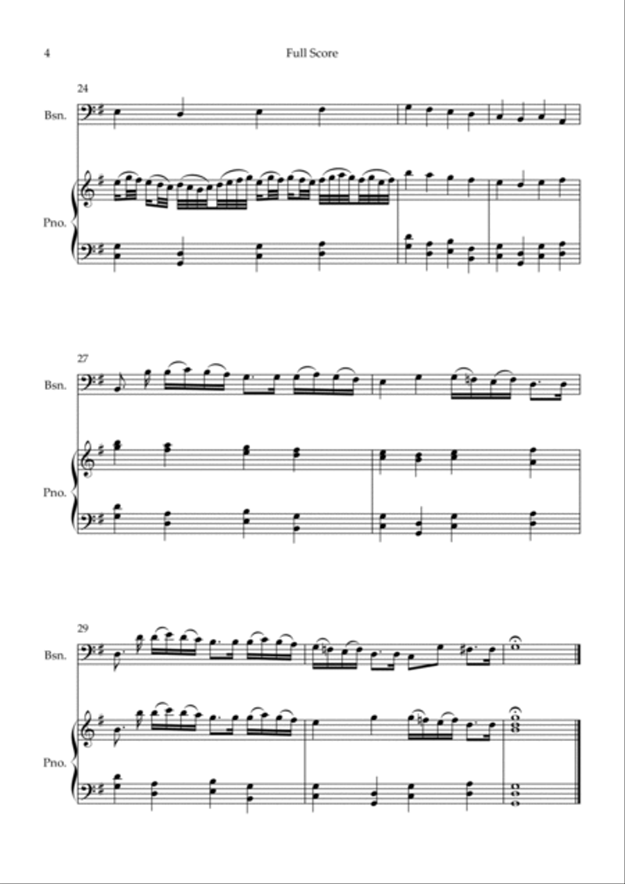 Canon - Johann Pachelbel (Wedding/Reduced Version) for Bassoon Solo and Piano Accompaniment Bassoon Solo scores gallery preview page 4