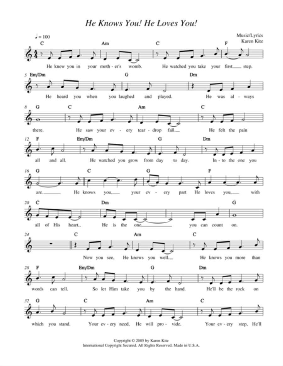 He Knows You! He Loves You! Piano, Vocal, Guitar scores gallery preview page 1