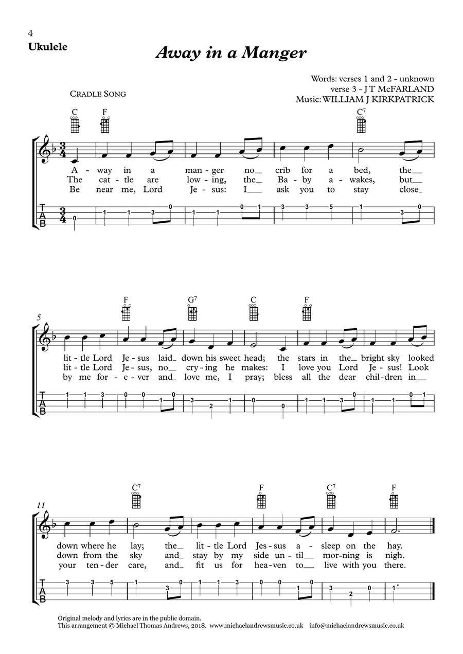 Christmas Ukulele – 25 Favourite Carols and Songs for Ukulele with TAB Ukulele scores gallery preview page 4