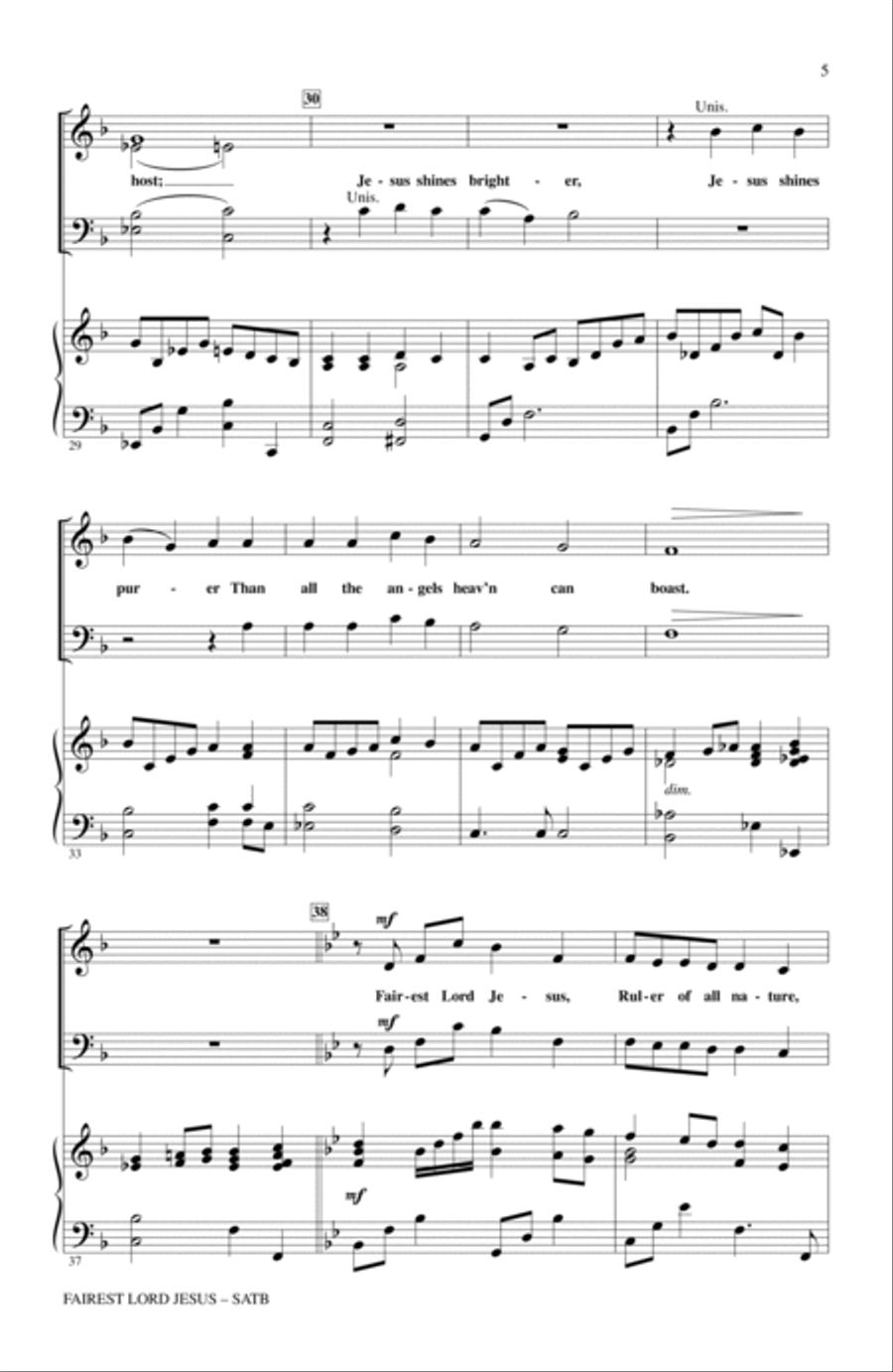 Fairest Lord Jesus Fairest Lord Jesus 4-Part scores gallery preview page 4