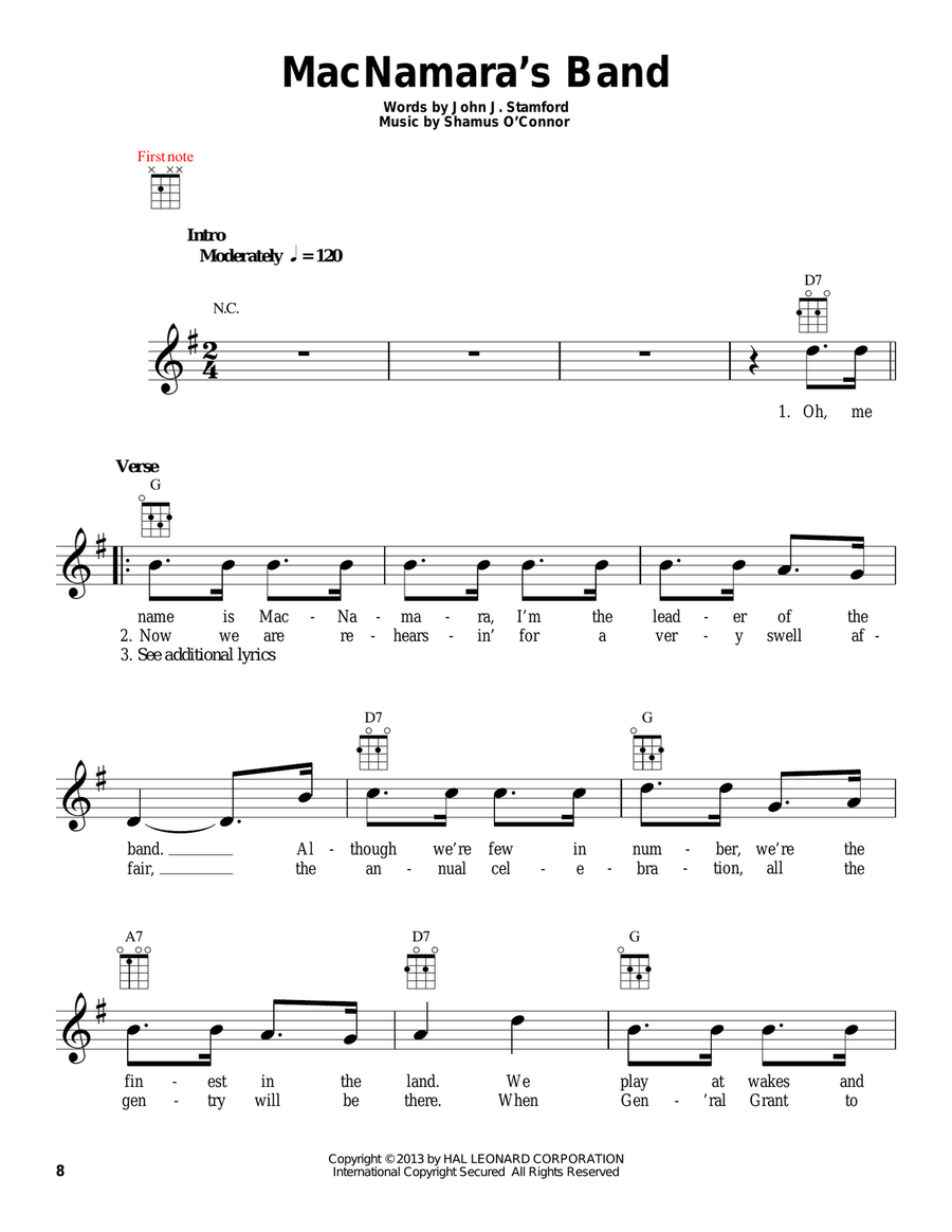 MacNamara's Band Ukulele scores gallery preview page 1