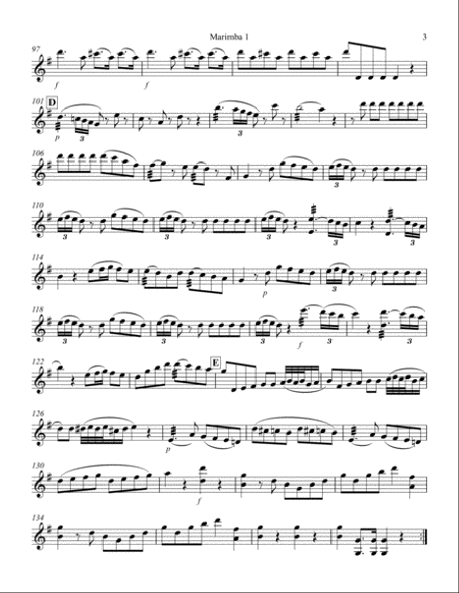 Allegro from Eine Kleine Nachtmusik for Marimba Quartet Percussion Ensemble scores gallery preview page 4