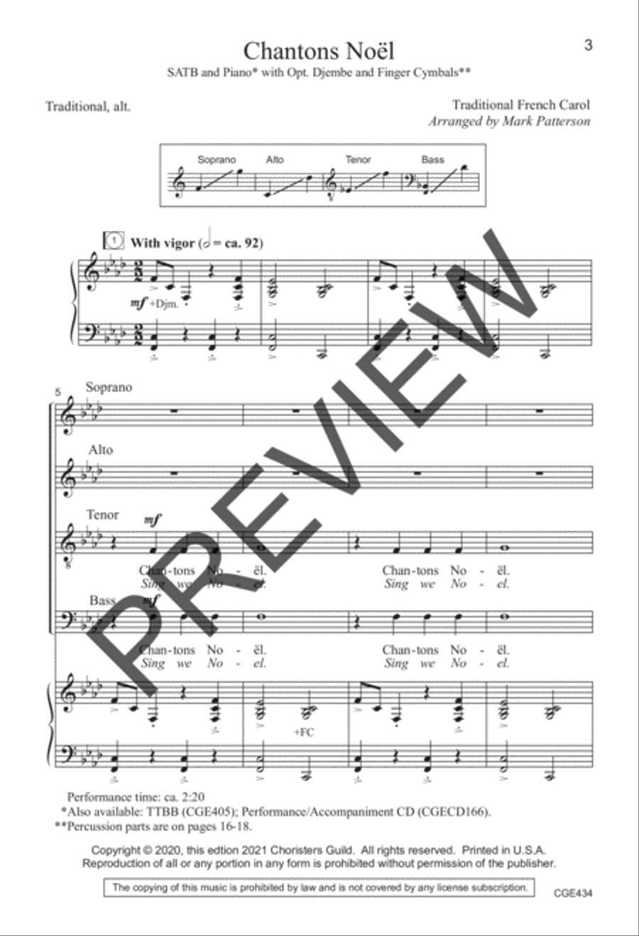 Chantons Noel (SATB) Chantons Noel (SATB) 4-Part scores gallery preview page 2