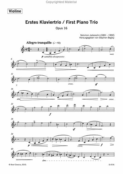 Erstes Klaviertrio, Opus 16 - Violin Part
