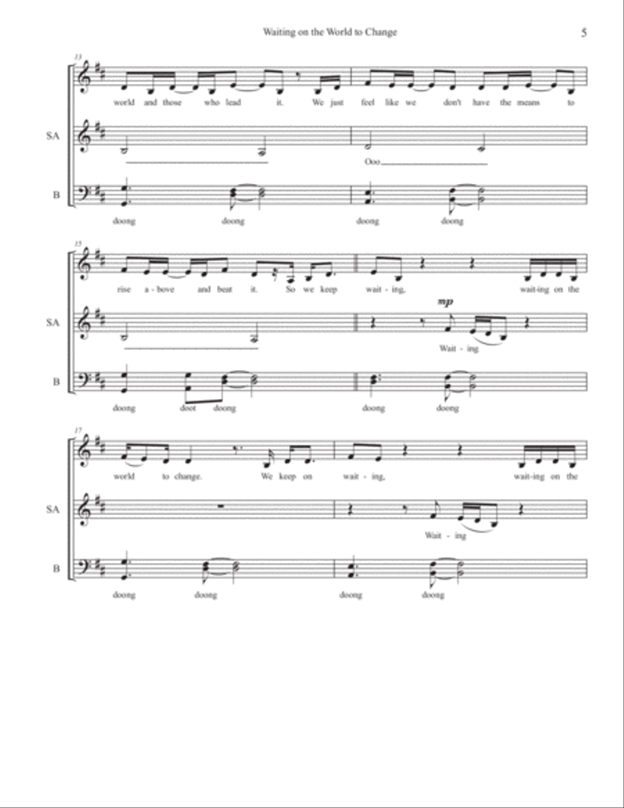 Waiting On The World To Change 4-Part scores gallery preview page 5