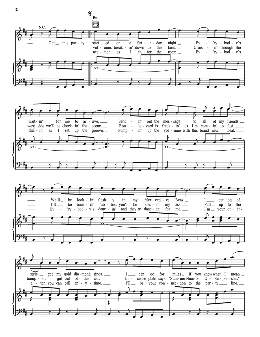 Get The Party Started Piano, Vocal, Guitar scores gallery preview page 2