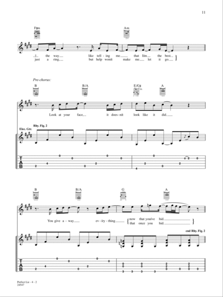 Perfect Lie Perfect Lie Guitar Tablature scores gallery preview page 2
